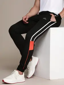 WROGN ACTIVE Men Brand Logo Printed Mid-Rise Knitted Joggers With Side Stripes