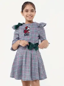 One Friday Girls Minnie Mouse & Conversational Printed Pleated & Bow A-line Dress