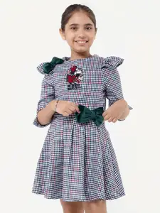 One Friday Girls Minnie Mouse & Conversational Printed Pleated & Bow A-line Dress