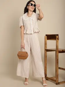 BLANC9 Striped Pure Cotton Top With Trousers