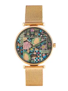 TEAL BY CHUMBAK Women Printed Dial & Metal Straps Analogue Watch 8907605129568