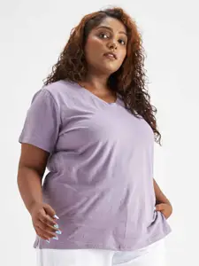 SPIRIT ANIMAL Plus Size V-Neck Lightweight and Breathable Pure Cotton Sports T-shirt