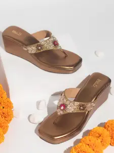 Inc 5 Embellished Open Toe Wedge Heels