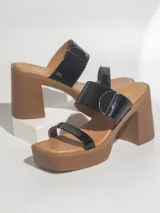 Inc 5 Double Straps Open Toe Platform Heels