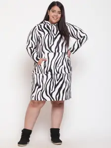 Amydus Plus Size Animal Printed Hooded T-shirt Dress