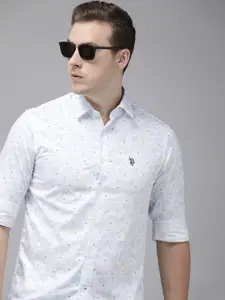 U.S. Polo Assn. Pure Cotton Tailored Fit Geometric Printed Casual Shirt