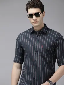 U.S. Polo Assn. Men Pure Cotton Tailored Fit Striped Casual Shirt