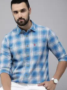 U.S. Polo Assn. Denim Co. Slim Fit Checked Pure Cotton Casual Shirt