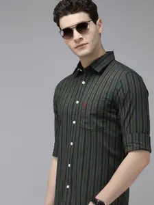 U.S. Polo Assn. Men Pure Cotton Tailored Fit Striped Casual Shirt