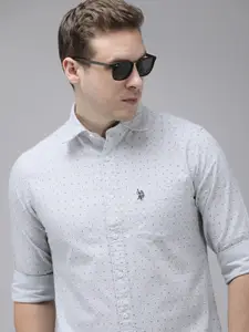 U.S. Polo Assn. Pure Cotton Tailored Fit Opaque Printed Casual Shirt