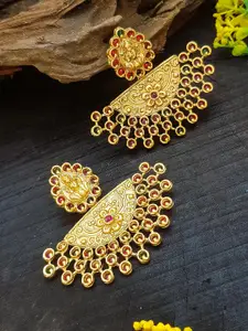 GRIIHAM Gold-Plated Contemporary Temple Drop Earrings