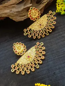 GRIIHAM Gold-Plated Contemporary Temple Drop Earrings