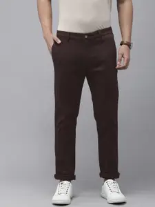 U.S. Polo Assn. Men Mid-Rise Textured Slim Fit Chinos Trousers