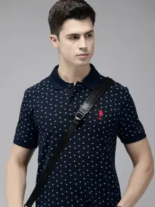 U.S. Polo Assn. Floral Printed Polo Collar Pure Cotton Slim Fit T-shirt