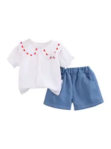 StyleCast Girls White Embroidered Top with Shorts