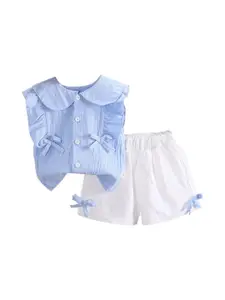 StyleCast Girls Blue Shirt Style Top with Shorts