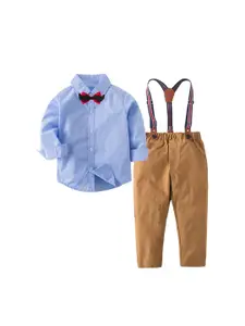 StyleCast Boys Blue Shirt Collar Shirt & Trousers With Suspenders