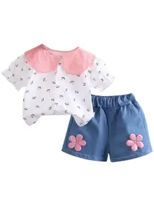 StyleCast Infant Girls Pink Floral Printed Top with Shorts