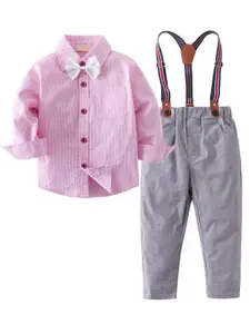 StyleCast Boys Pink Striped Shirt with Trousers