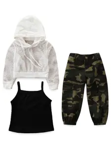 StyleCast Girls Black Shoulder Strap Sleeveless Top With Trouser & Waistcoat