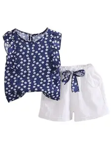 StyleCast Girls Blue Printed Top with Shorts