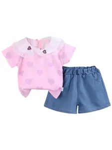 StyleCast Girls Pink Printed Top with Shorts