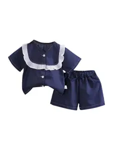 StyleCast Girls Blue V-Neck Top with Shorts