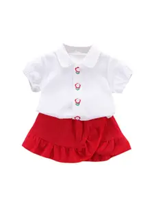 StyleCast Girls White & Red Shirt with Skirt
