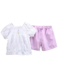 StyleCast Girls White & Purple Top With Shorts