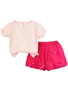 StyleCast Girls Pink Printed Top with Shorts