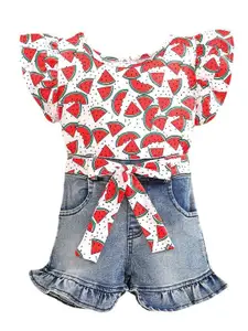 StyleCast Girls Red, White & Blue Printed Top with Capris