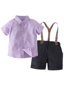 StyleCast Boys Purple Printed Shirt With Shorts