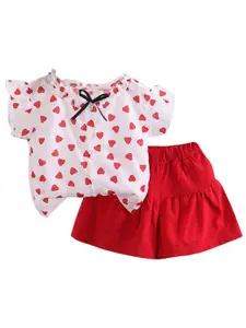 StyleCast Girls Red Printed Top & Skirt