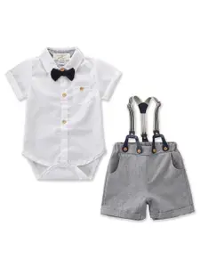 StyleCast Infants Boys White & Grey Shirt With Shorts