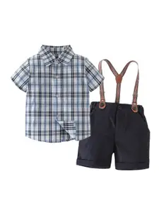 StyleCast Boys Checked Short Sleeves Shirt with Shorts