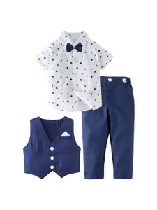 StyleCast Boys Navy Blue Conversational Printed Shirt With Trousers