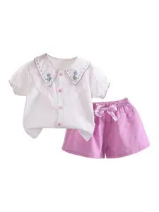 StyleCast Girls White Embroidered Top with Shorts