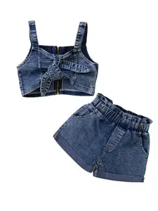 StyleCast Girls Blue Shoulder Straps Top with Shorts