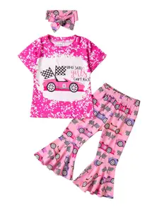 StyleCast Girls Pink Graphic Printed T-shirt with Palazzo