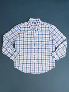 Hoop Boys Checked Spread Collar Long Sleeves Casual Shirt