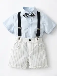 StyleCast Boys Blue & White Striped Shirt With Shorts