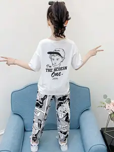 StyleCast Girls White T-shirt with Pyjamas