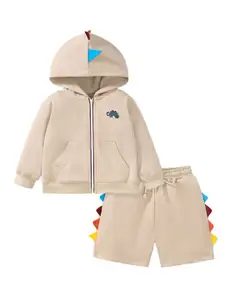 StyleCast Boys Beige Hooded Pure Cotton Sweatshirt With Shorts