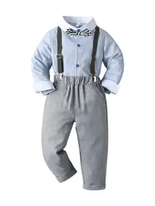 StyleCast Infant Boys Blue Shirt And Trousers With Suspenders