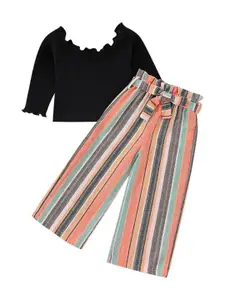 StyleCast Girls Black & Orange Top with Pyjamas