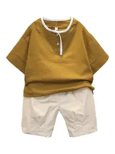 StyleCast Boys Khaki & Beige Pure Cotton T-shirt With Shorts