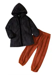 StyleCast Boys Black & Brown Fur Hood Coat With Pyjama