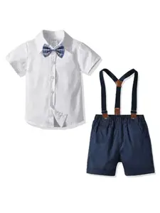 StyleCast Boys Shirt Collar Shirt with Shorts And Suspenders