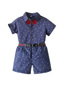 StyleCast Boys Navy Blue Printed Shirt With Shorts