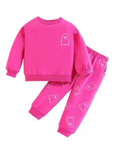 StyleCast Girls Pink Round Neck Top with Pyjamas